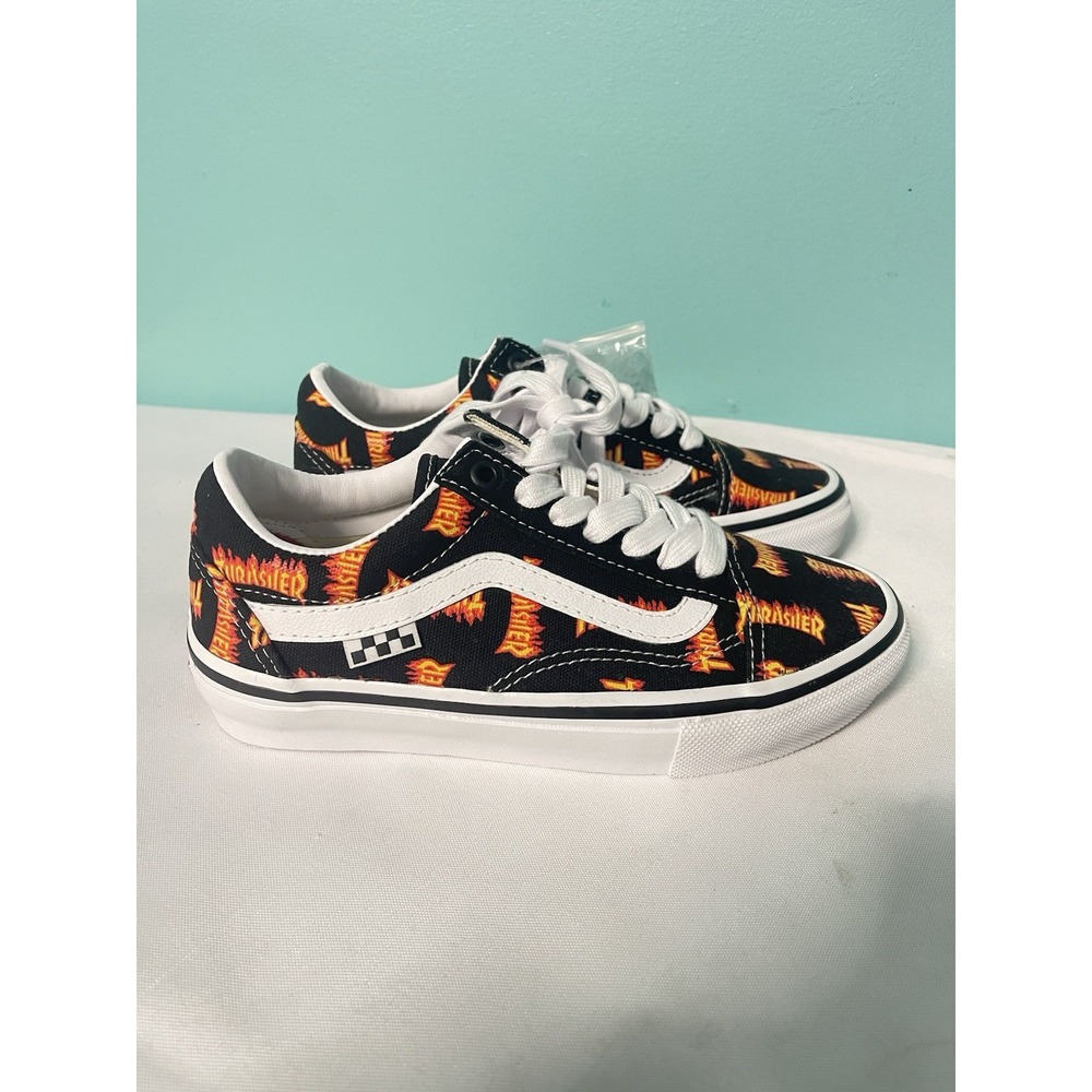VANS Thrasher x Skate Old Skool Allover Thrasher Logo Size 3.5. S-697